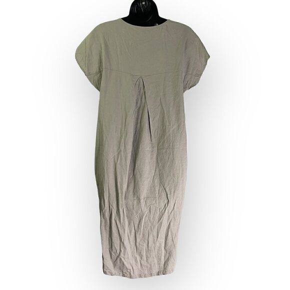 Universal Standard Stretch Linen High Low Dress Gray Short Sleeve - Picture 2 of 11